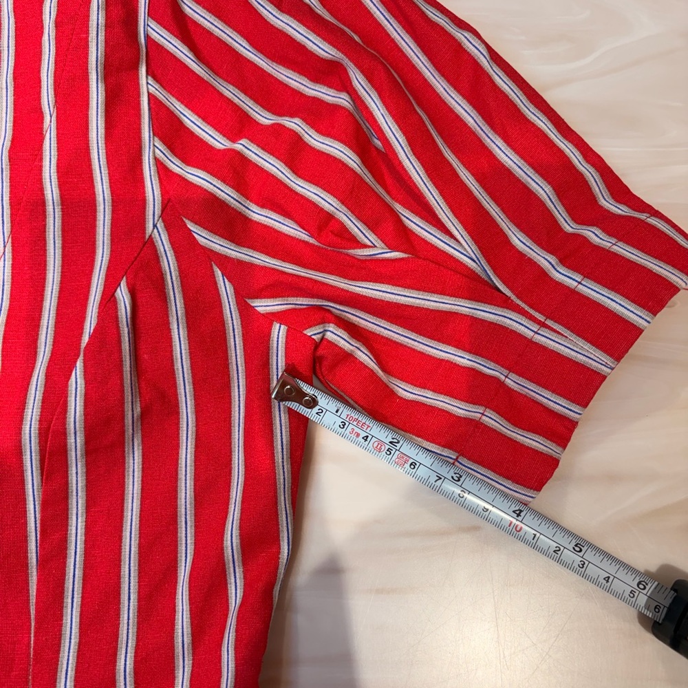 Damson Madder Red Striped Button Front Top - Picture 6 of 6